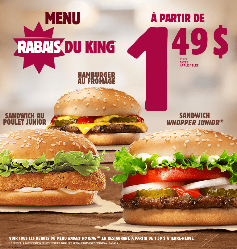 Burger king coupons rabais