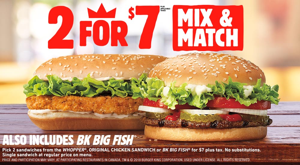 BURGER KING® Get Fresh offers 2 for $5