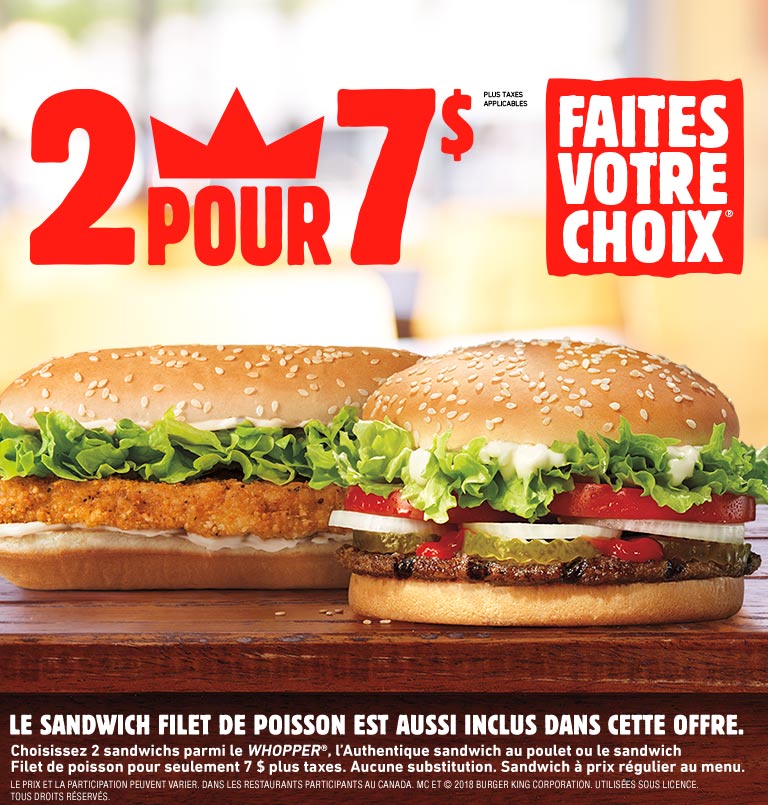 BURGER KING® Get Fresh offers 2 for 5