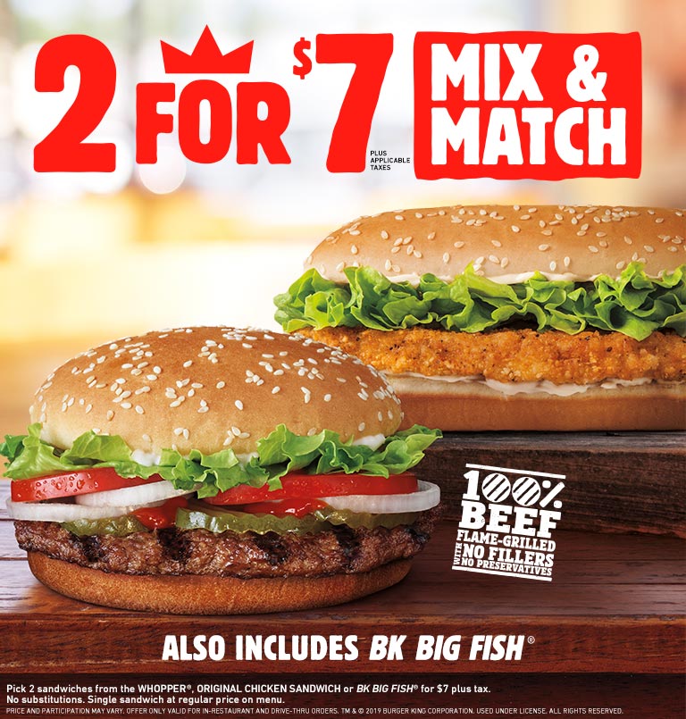 BURGER KING® Get Fresh offers 2 for $5