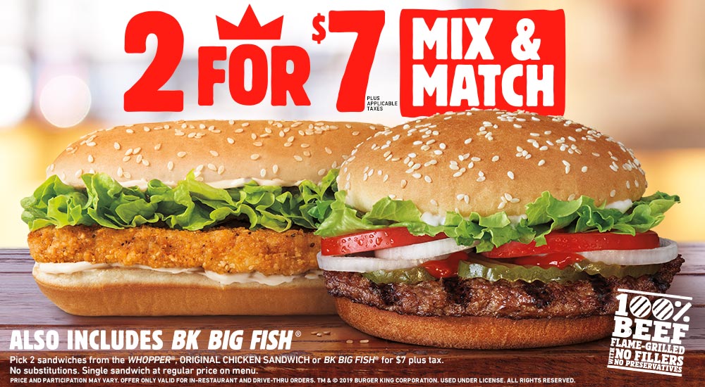 BURGER KING® Get Fresh offers 2 for $5